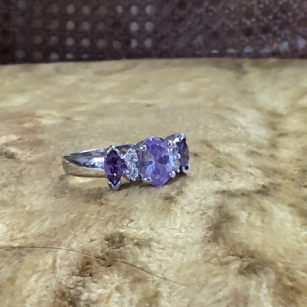 Amethyst Purple Crystal Costume Jewelry Ring